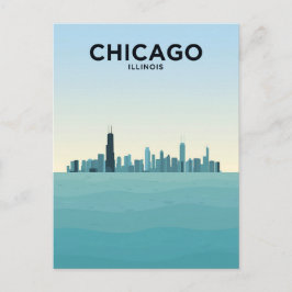 Cartão Postal Horizonte de Chicago Sobre o Lago