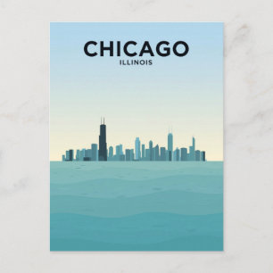 Cartão Postal Horizonte de Chicago Sobre o Lago