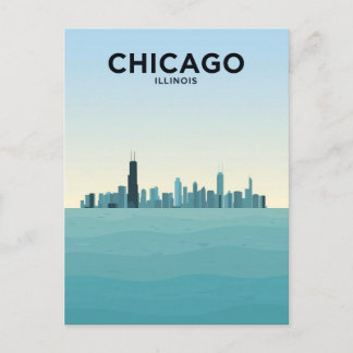 Cartão Postal Horizonte de Chicago Sobre o Lago
