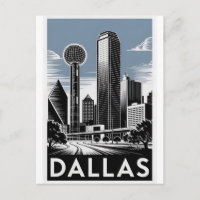 Horizonte de Dallas Texas Preto Branco Xilogravura
