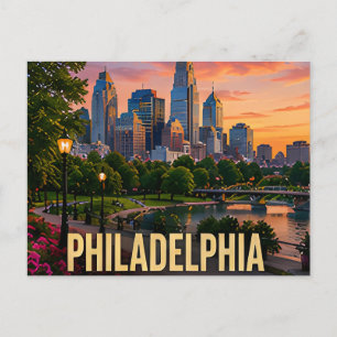Cartão Postal Horizonte de Filadélfia Pensilvânia Orla Viagem