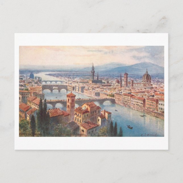 Cartão Postal Horizonte de Florença Antiga (Frente)