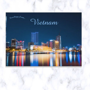 Cartão Postal Horizonte de Ho Chi Minh City À Noite