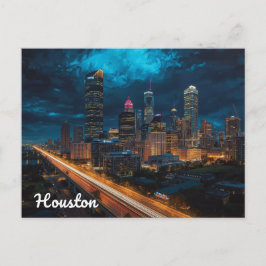 Cartão Postal Horizonte de Houston Texas Tráfego Noturno