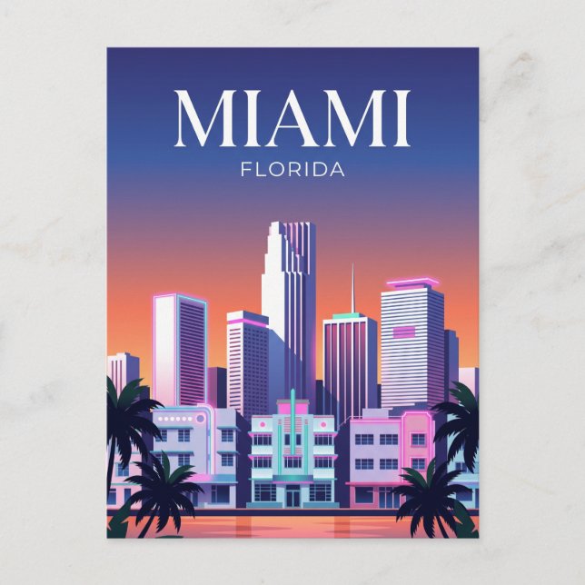 Cartão Postal Horizonte de Miami EUA (Frente)