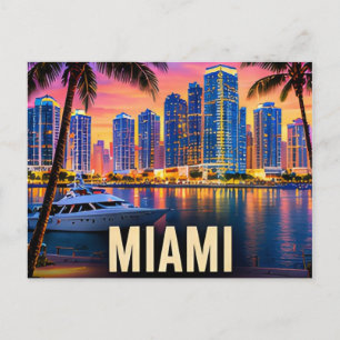 Cartão Postal Horizonte de Miami Flórida EUA Praias Noite Tropic