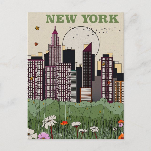 Cartão Postal Horizonte de Nova York (Frente)
