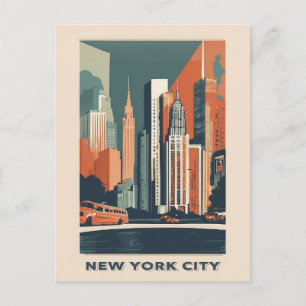 Cartão Postal Horizonte de Nova York Antigo Viagem Retro