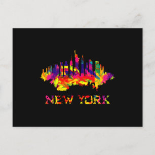 Cartão Postal horizonte de Nova York brilhante colorido