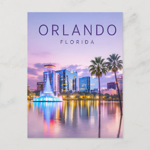 Cartão Postal Horizonte de Orlando Flórida Lago Pôr do Sol Viage