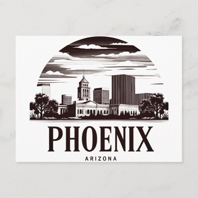 Cartão Postal Horizonte de Phoenix Arizona (Frente)