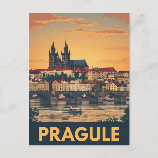 Cartão Postal Horizonte de Praga (Frente)