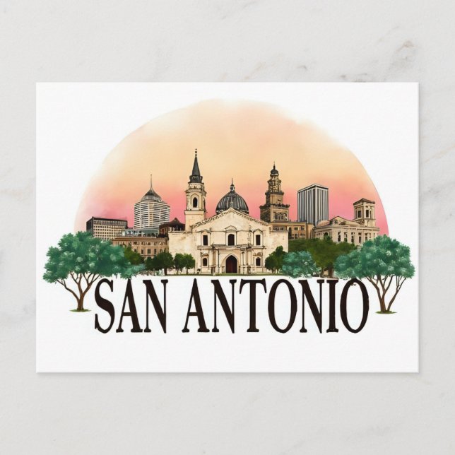 Cartão Postal Horizonte de San Antonio Texas (Frente)