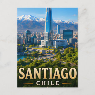 Cartão Postal Horizonte de Santiago Andes e Elegância Chilena