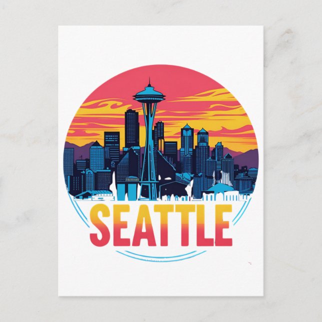 Cartão Postal Horizonte de Seattle (Frente)