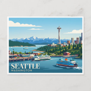 Cartão Postal Horizonte de Seattle & Puget Sound EUA