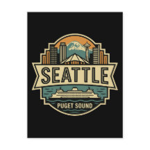 Horizonte de Seattle Washington EUA Emblema Retro