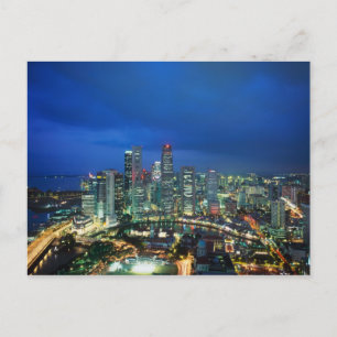 Cartão Postal Horizonte de Singapura à noite, Singapura