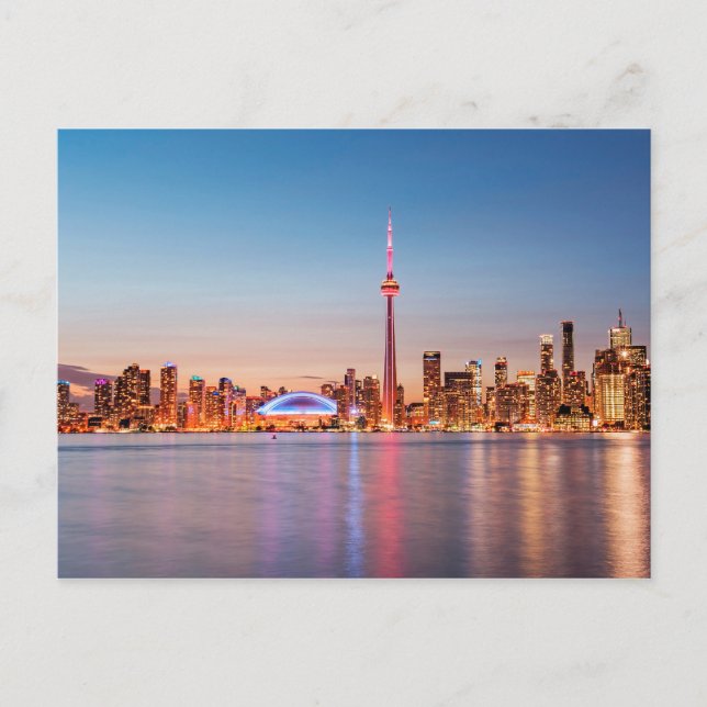Cartão Postal Horizonte de Toronto ao Pôr do Sol (Frente)