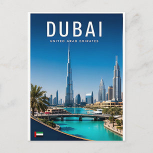 Cartão Postal Horizonte Futurista de Dubai UAE Deserto Golfo Via