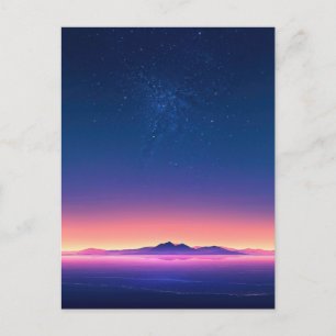 Cartão Postal Horizonte Montanhoso Vibrante da Noite Estrelada