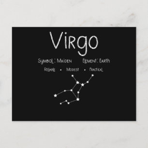 Cartão Postal Horóscopo de Virgem Astronomia Signo do Zodíaco Pr