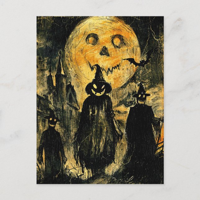 Cartão Postal Horror Halloween Jack O Lantern Spooky Season (Frente)