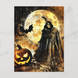 Cartão Postal Horror Halloween Jack O Lantern Spooky Season
