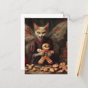 Cartão Postal Horror Natal Vampiro Fada Gatinho Gingerpão