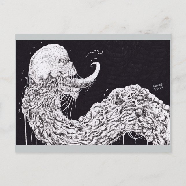 Cartão Postal Horror Skull Serpent Fantasy Art (Frente)