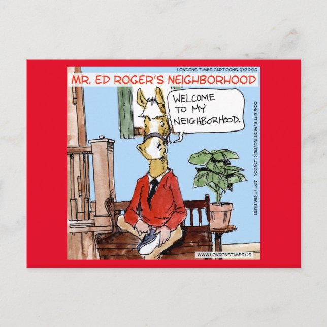 Cartão Postal Horse Neighborhood Funny Rick London Comic (Frente)