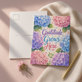Cartão Postal Hortênsia: A Gratidão Cresce Aqui