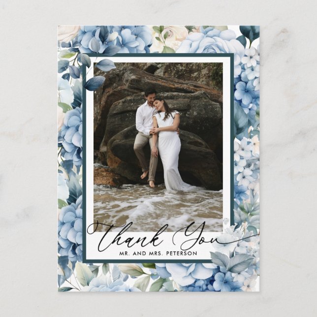 Cartão Postal Hortênsia Azul | Foto Agradecimento (Frente)