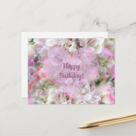 Cartão Postal Hortênsia e Rosas - Buquê Vintage em Óleo     