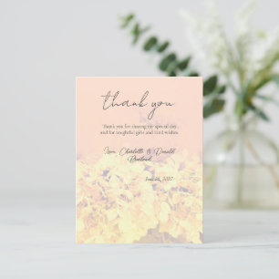 Cartão Postal Hortênsia Floral Romântica de Pêssego Casamento 