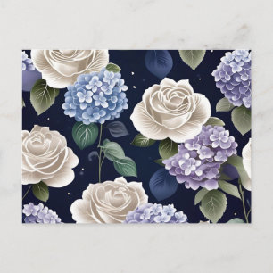 Cartão Postal Hortênsias E Rosas Brancas