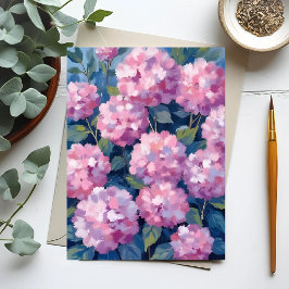 Cartão Postal Hortênsias Florais Rosa Bege