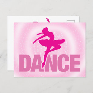 Cartão Postal Hot Pink Ballerina Dance Sparkle