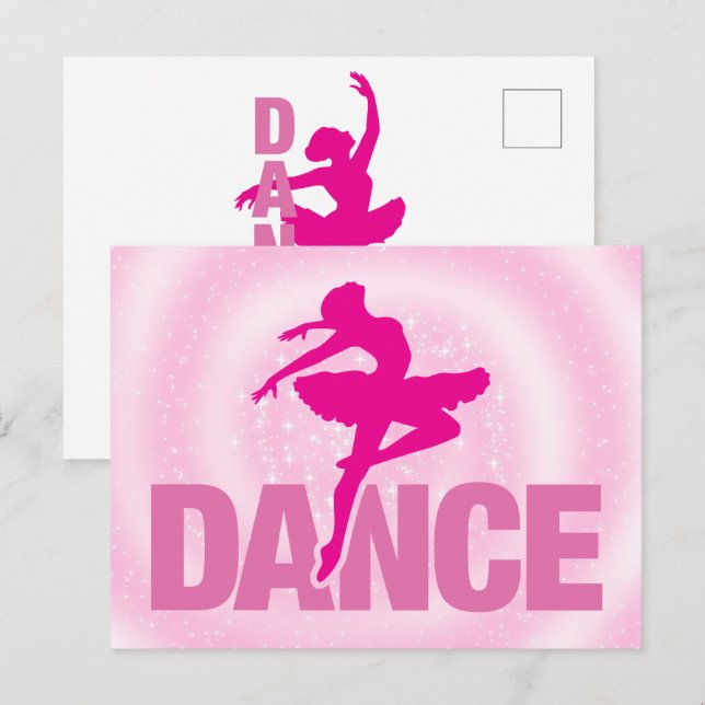 Cartão Postal Hot Pink Ballerina Dance Sparkle (Frente/Verso)