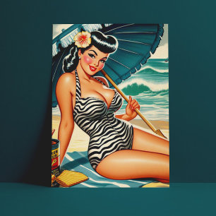 Cartão Postal Hot Summer Beach Pin-up