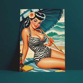 Cartão Postal Hot Summer Beach Pin-up