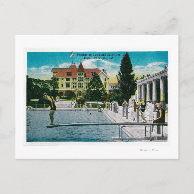 Cartão Postal Hotel Del Monte, Tanque de Natação e Solário (Frente)