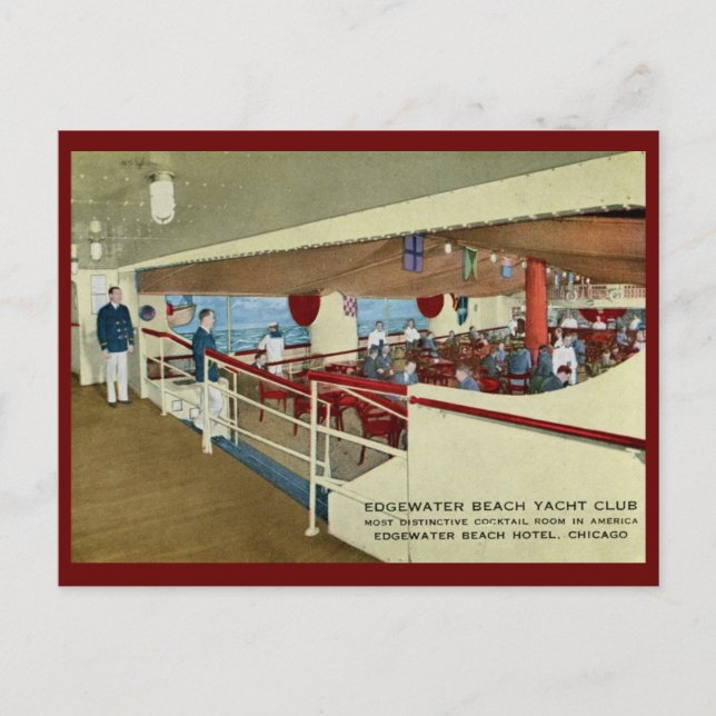 Cartão Postal Hotel Edgewater Beach, Chicago Vintage (Frente)