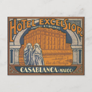 Cartão Postal Hotel Excelsior Casablanca (Marrocos), Vintage