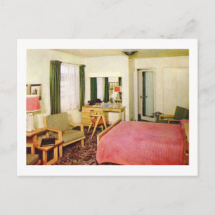 Cartão Postal Hotel Room Interior 1950s