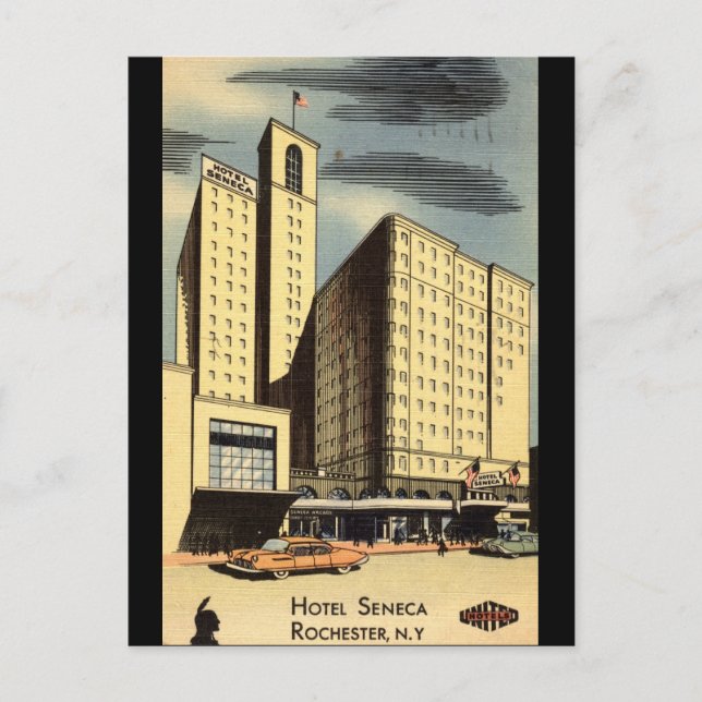 Cartão Postal Hotel Seneca, Rochester NY Vintage (Frente)