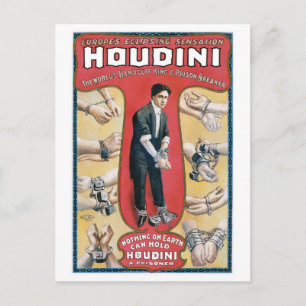 Cartão Postal Houdini ~ Vintage Handcuff Escape Artista