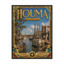 Houma Louisiana Arte Deco Vintage Idade Dourada