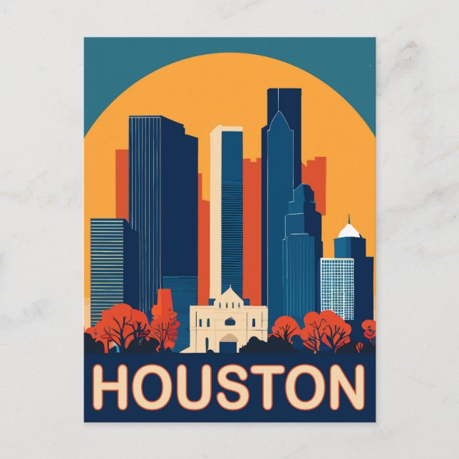 Cartão Postal Houston, edifícios reconhecíveis, Viagem (Frente)