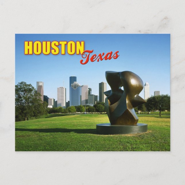 Cartão Postal Houston Skyline de Eleanor Tinsley Park, TX (Frente)